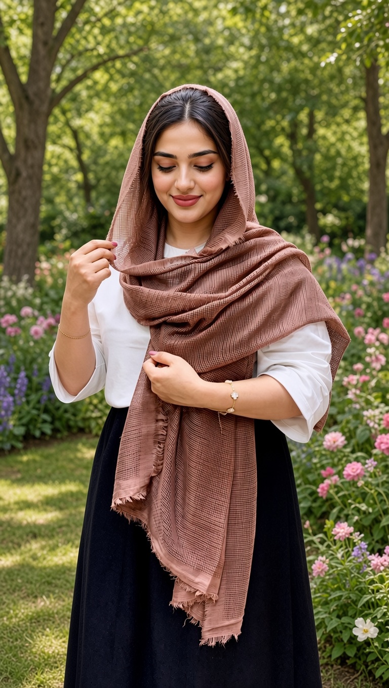 شال حصیری زنانه و دخترانه دور ریش بسیار سبک